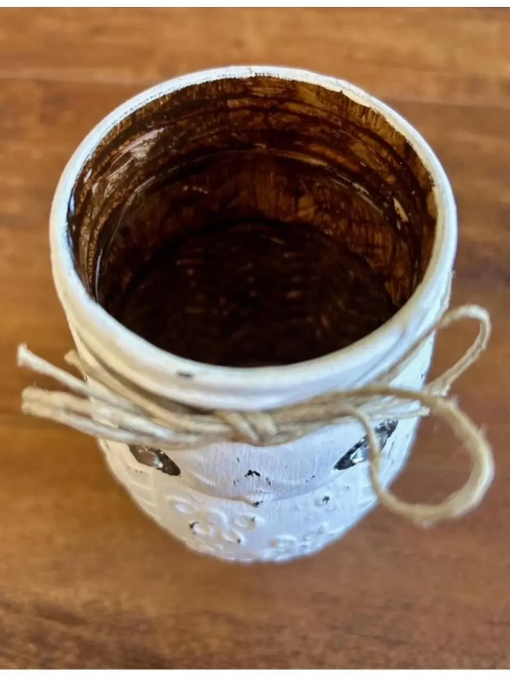 Decorative White Owl Mason Jar with Twine Bow